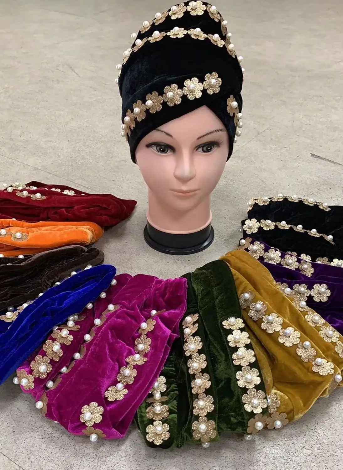 

New African Head Wrap Cap Headtie Auto Gele Elegant Velvet Women Turban Hat Headtie Beaded Turban Head Scarf Headwrap Women Cap