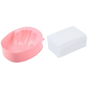 

901 Pcs Nail Accessories: 900 Pcs Manicure Polish Remover Clean Wipes & 1 Pcs Resistant Soak Off Warm Nail Spa Bowl