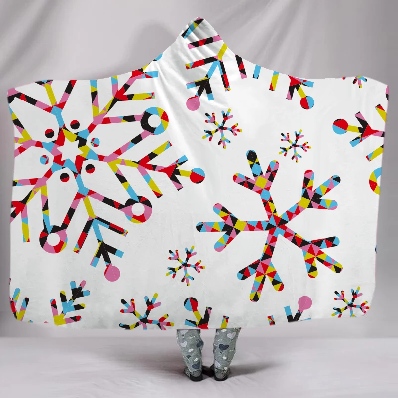 Одеяло с капюшоном фестиваль X-mas Throw печатных мягкий короткий пух носимых теплый плед Joyous Cobija Cobertor одеяло на искусственном меху
