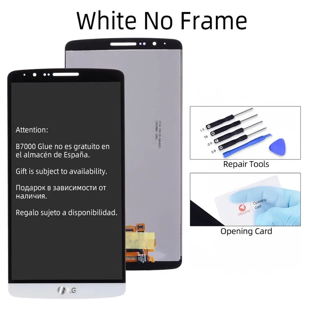 Дисплей для LG Optimus G3 LCD в сборе с тачскрином на рамке Черное Белое Золото D850 D851 D855 - Цвет: No Frame White