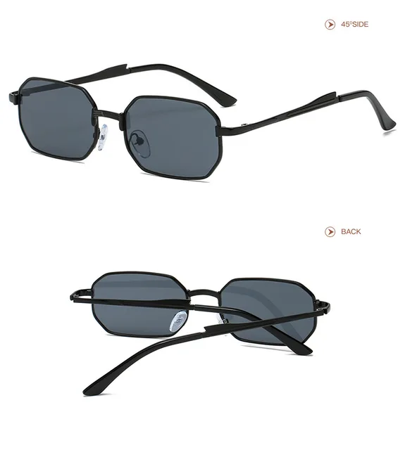 Narrow Rectangular Sunglasses For Men And Women Metal Frame_voghion.com