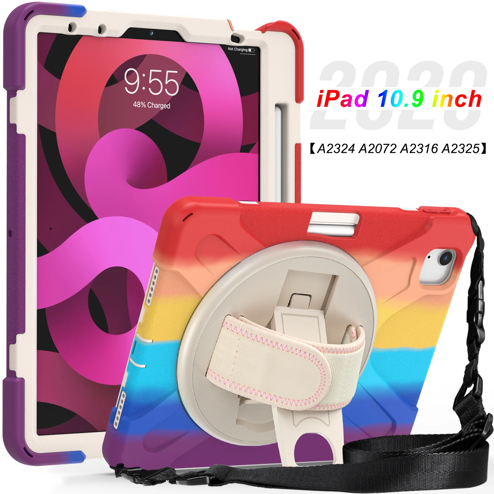 

Kids Case Fo IPad Air 4 10.9 Inch 360 Rotation Safe Tablet Protective Cover for IPad Pro 11 2020 2018 Air4 Shell with Strap
