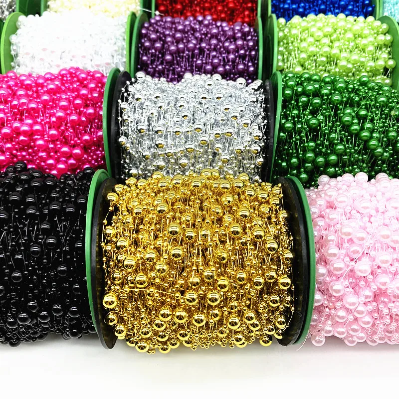 2 Yards 8+3mm Christmas Decoration Fishing Line Artificial Pearls Beads Chain Garland Flowers Wedding Party #RoLi