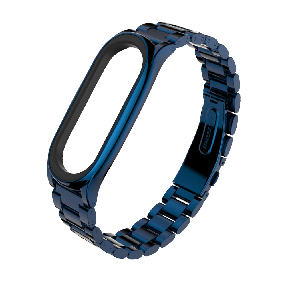 Mi jobs браслет из нержавеющей стали mi band 4 ремешок для xiaomi watch браслет miband 3 ремешок, смарт-браслет Pulseira mi band 4 - Цвет: Blue
