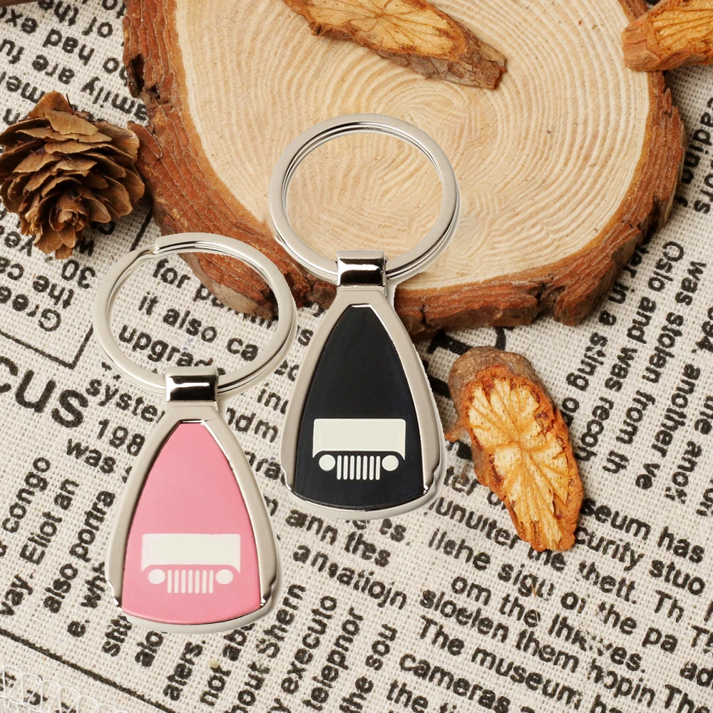 

1Pcs Key Ring Key Chain Black/Pink For Jeep Keychain Black Tear Drop Stainless Steel Key Chain Christmas Gift ARMSKY