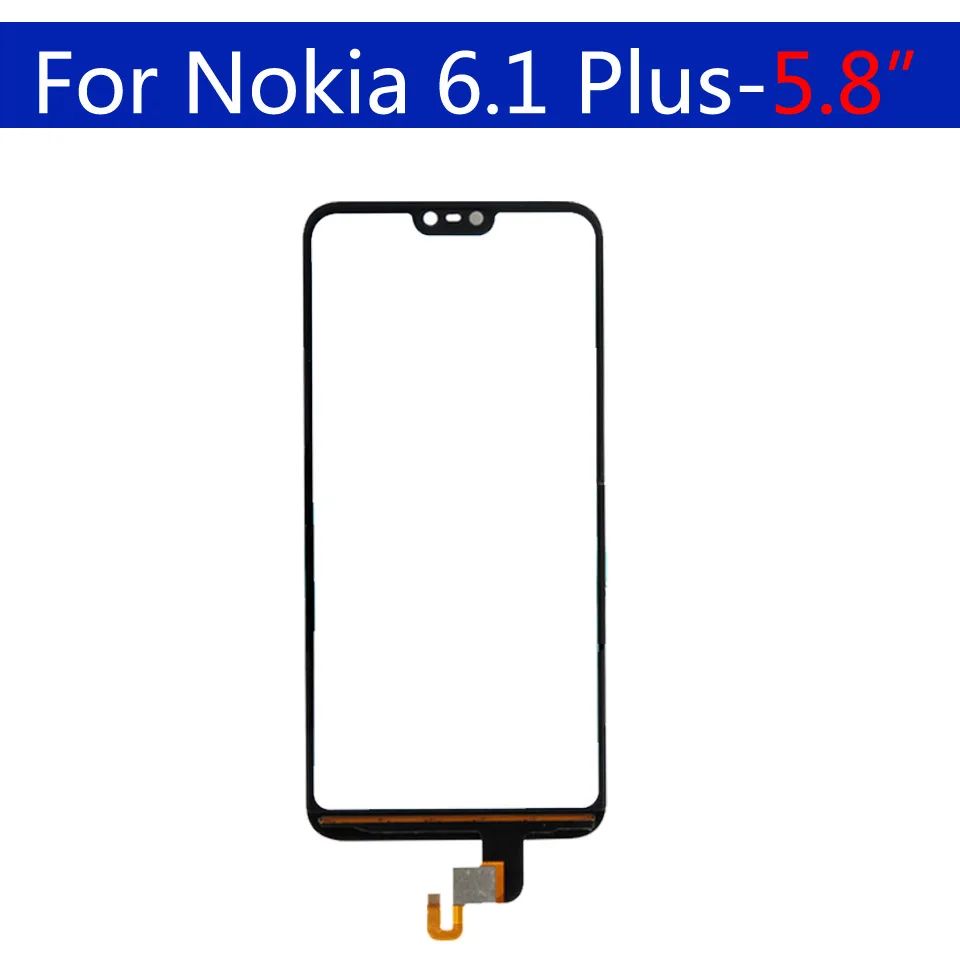 Сенсорная панель для Nokia 6,1 Plus, сенсорное стекло для 6,1 Plus, сенсорная панель, внешнее стекло, запасная часть для объектива, 5,8"