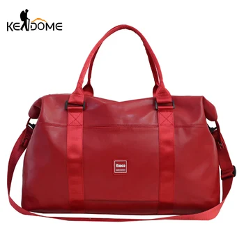 

Red PU Leather Gym Bag Women Men Travel Fitness Shoulder Handbag Waterproof Training Tote Blaso Tas Sac De Sport Gymtas XA207D