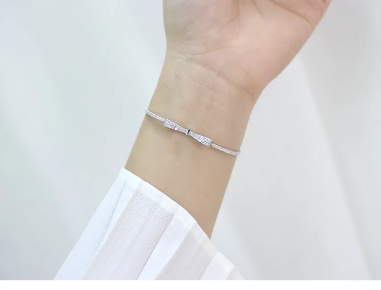 Trustdavis модный подлинный 925 стерлингового серебра минималистичный бант ослепительный фианит браслет для женщин Свадебные украшения подарок DS2290