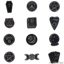 

Enamel Pins Moon Goddess Death Coffin Dagger Poker Pin Dark Punk Gothic Jewelry