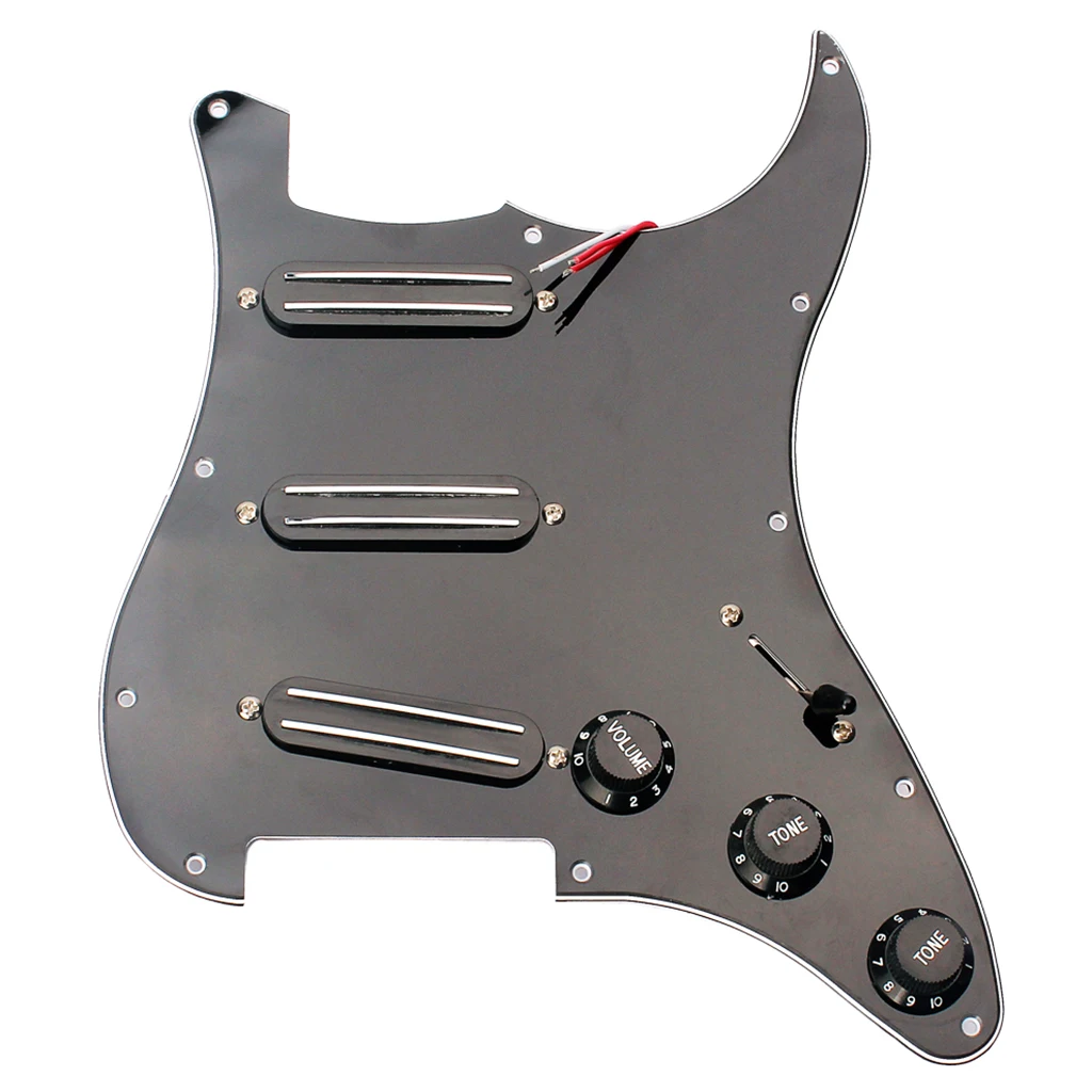 Electric Guitar Loaded Prewired Pickguard 3 Ply 11 Hole for Fender Stratocaster Guitar Parts Black