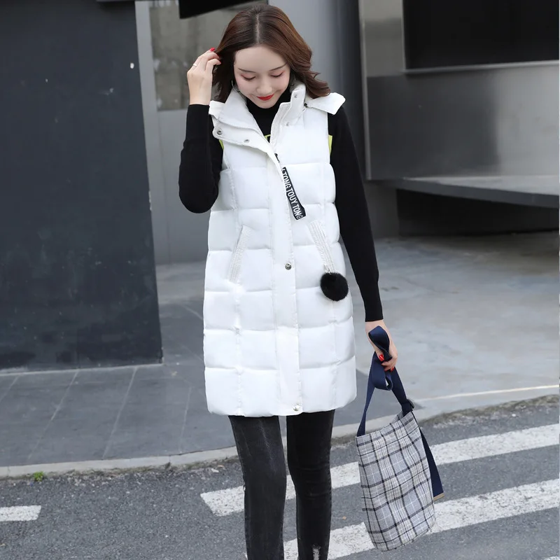 

Waistcoat Women's Autumn And Winter New Style WOMEN'S Dress Korean-style Mid-length down Feather Cotton Vest Korean-style Colleg