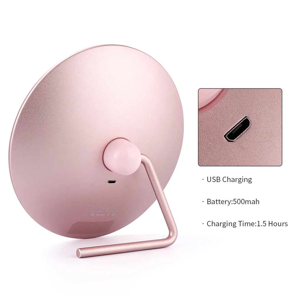 Espelho de Ampliação Espelho de Maquiagem Intensidade de Luz Iluminado Recarregável Removível Natureza Luz 2 Nível Mutável 1x 3x Led Usb 30 luz 2 nível intensidade de luz mutável