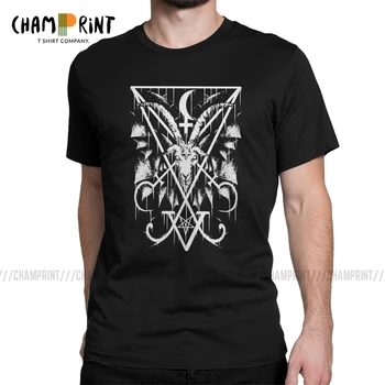 

Men's T-Shirts Sigil Of Lucifer And Baphomet Funny Tee Shirt Short Sleeve Black Satan Demon Devil T Shirt Round Collar Tops 6XL