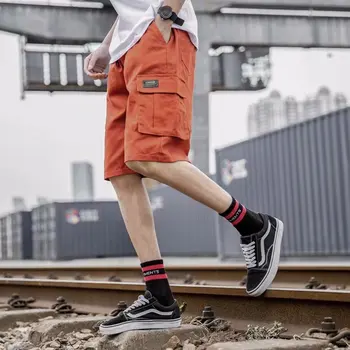 

2020 Summer Casual Shorts Solid Color Multiple pockets Cargo pant Mens Fashion Loose Elastic Waist Jogging Sports Shorts Mens