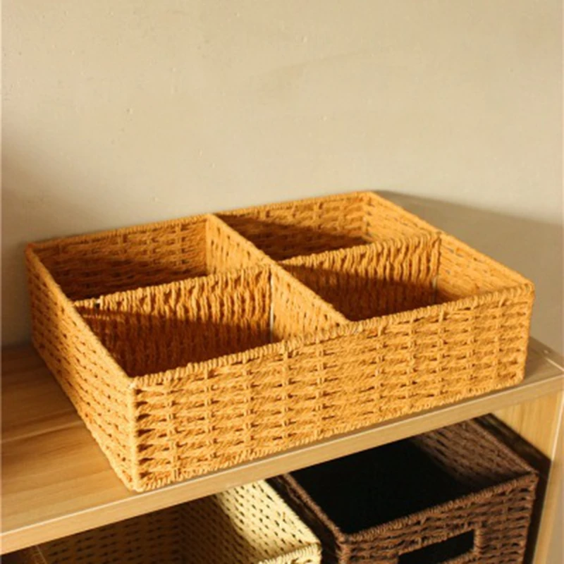 

100% Handmade Weaved Storage Rattan Hamper Wicker Tray Weaving Rack Holder Natural Decor Handcrafted Desktop Key Storage Basket