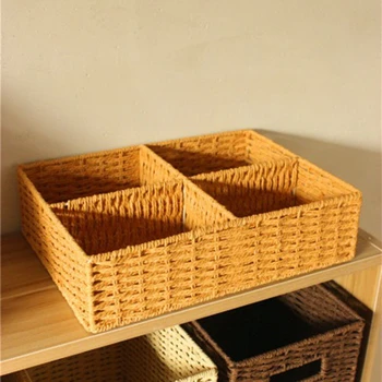 

100% Handmade Weaved Storage Rattan Hamper Wicker Tray Weaving Rack Holder Natural Decor Handcrafted Desktop Key Storage Basket