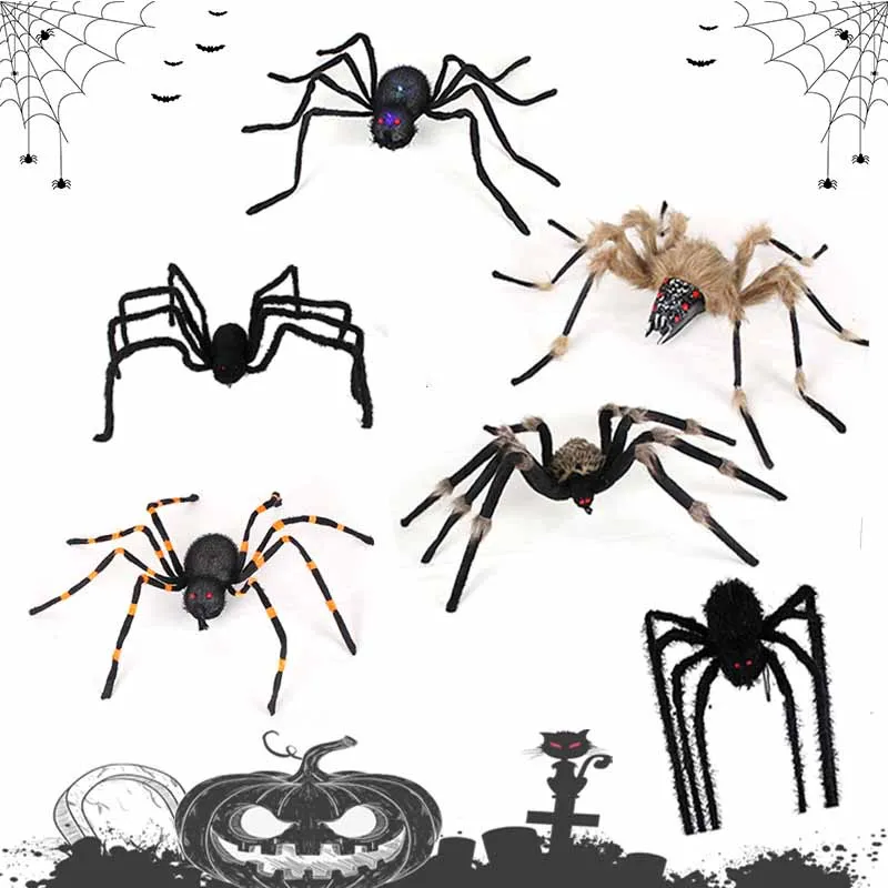 

Halloween Props Spider Giant Spider Web Simulation Plush Bar Decoration Spoof Tidy Toy For Outdoor Garden