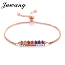 JUWANG регулируемый браслет для женщин захватывающий бар слайдер блестящий cz розовое золото украшение браслет Feminia Bransoletki Damskie