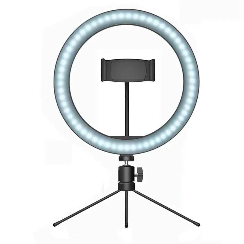 

LED Ring Light with Tripod Dimmable Desktop 3 Modes Fill Light Phone Holder for Live Makeup Selfie Photography