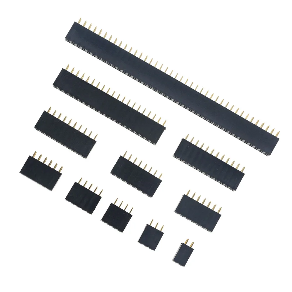 

10PCS 2.54mm Double Row Female 2-20P Breakaway PCB Board Pin Header socket Connector Pinheader 2*2P 3 4 6 10 12 16 20Pin 2X2P