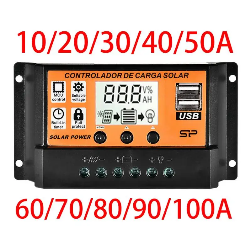 MPPT Solar Charge Controller 12V 24V 10A 20A 30A 40A 50A Panel Battery Regulator Dual USB 5V LCD Display | Обустройство дома