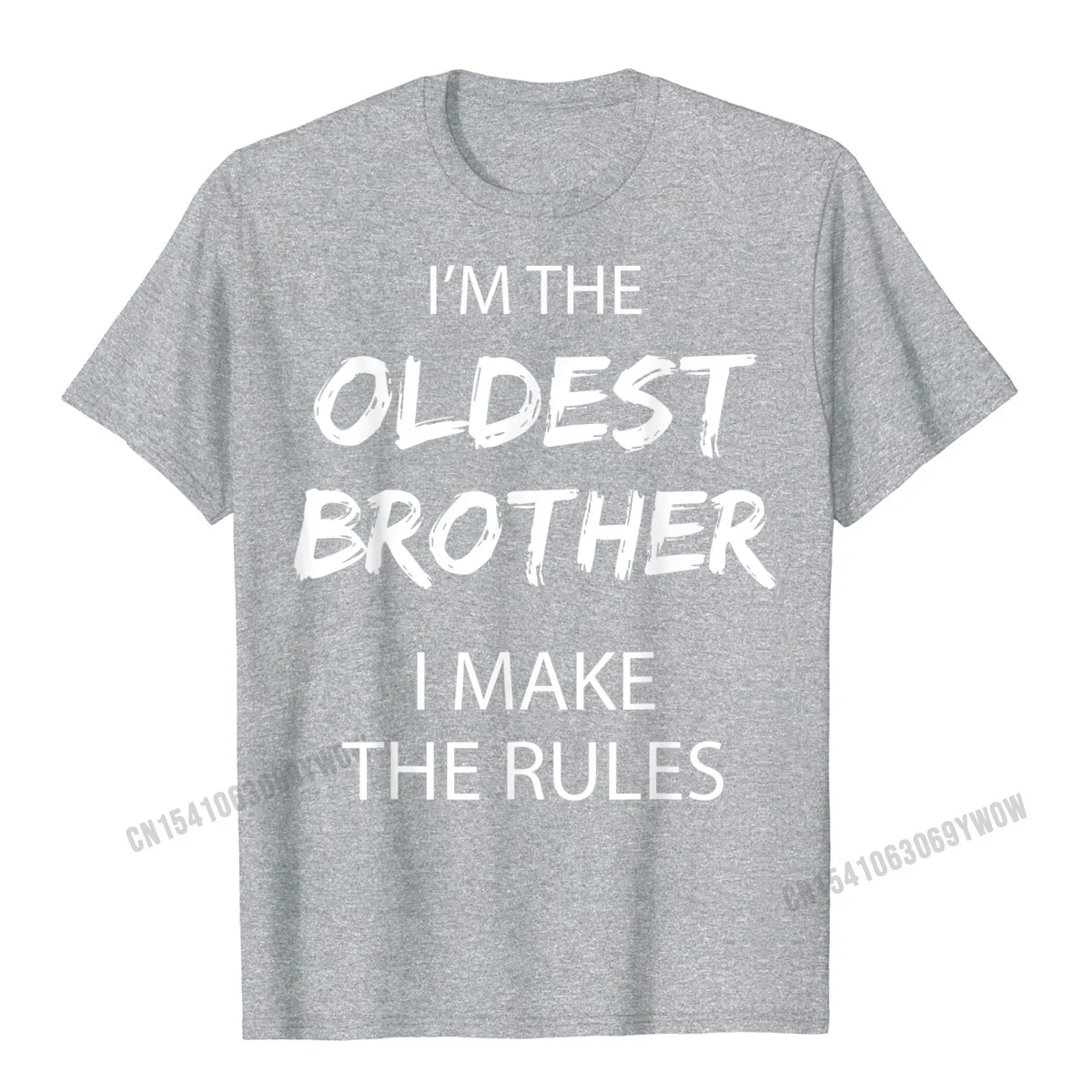 Crazy T Shirts Customized Short Sleeve Hot Sale O-Neck 100% Cotton Tops & Tees Comics Tee Shirt for Men Summer/Fall Oldest Brother I Make the Rules Matching Funny Sibling T-Shirt__828 grey