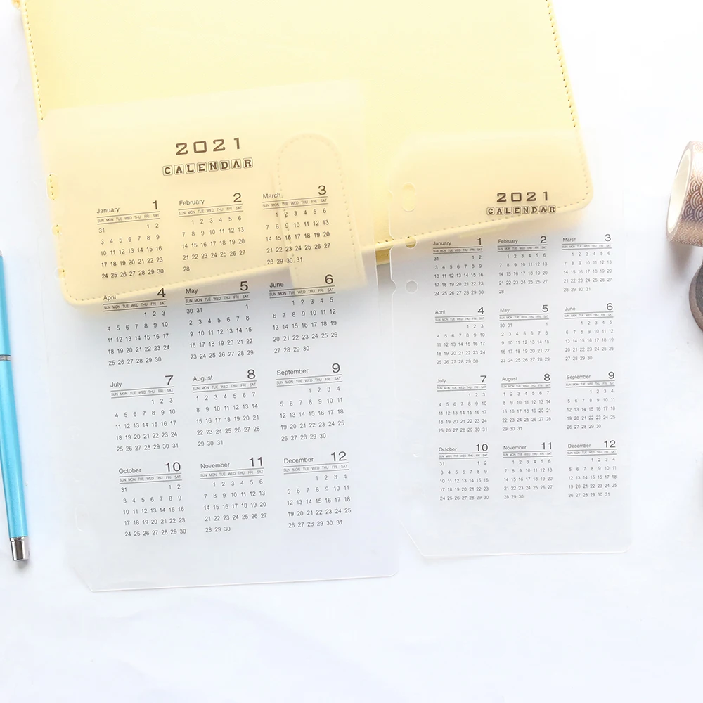 Domikee 2021 year caledar PP transparent index divider for 6 rings binder spiral planner notebooks office school stationery A5A6 afbeelding
