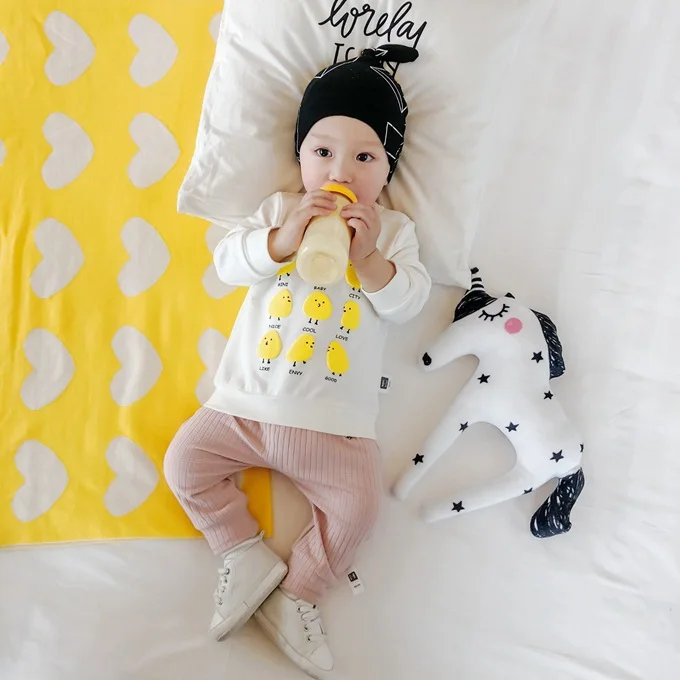 Mini Babe City/сезон осень; детская одежда в Корейском стиле; брюки с вышивкой пингвина; большие брюки для новорожденных