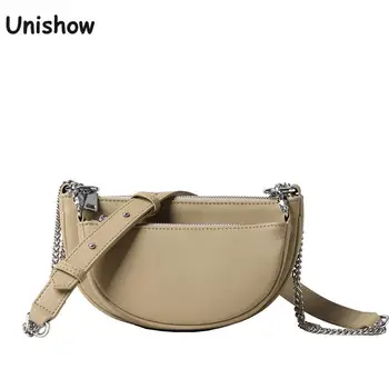 

Half Moon Pattern Split Leather Women Shoulder Bag 2020 Composite Design Female Leather Crossbody Bags Small Chain Hand Bags