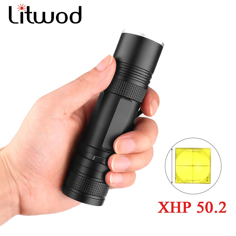 Litwod Z30 5200LM USB Перезаряжаемый Фонарик XML-T6 светодиодный фонарик масштабируемый 3 режима фонарь для 18650 и 26650 с usb-кабелем для кемпинга