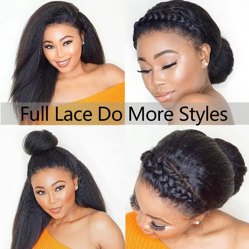 Kinky Straight Wigs For Women Full Lace Human Hair Wigs U Part Wig Yaki Full Lace Wig 250 Density Lace Front Wig Ever Beauty