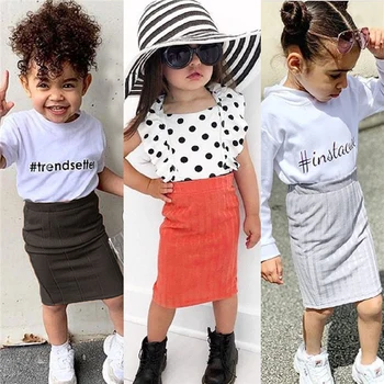 

2019 New Knitted Cotton Baby Girls Skirts Summer Skirt Pure color Casual Fashion Simple Children Skirt 1-5Yrs