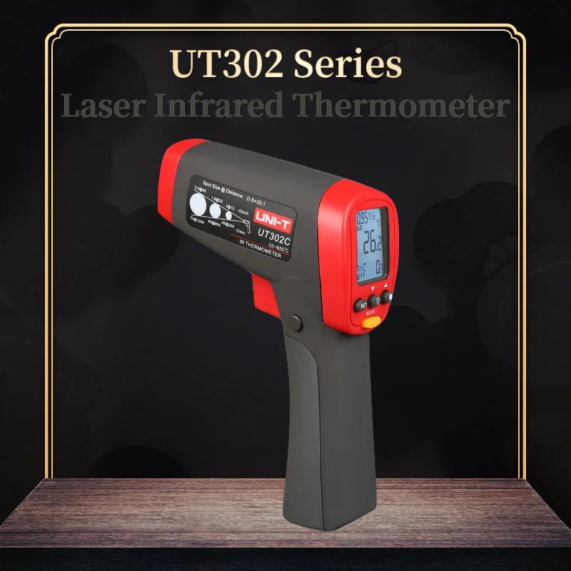 

UNI-T UT302A/UT302C/UT302D Laser Infrared Thermometer Non-Contact Infrared Gun LCD Backlight Max/Min Mode C/F Selection