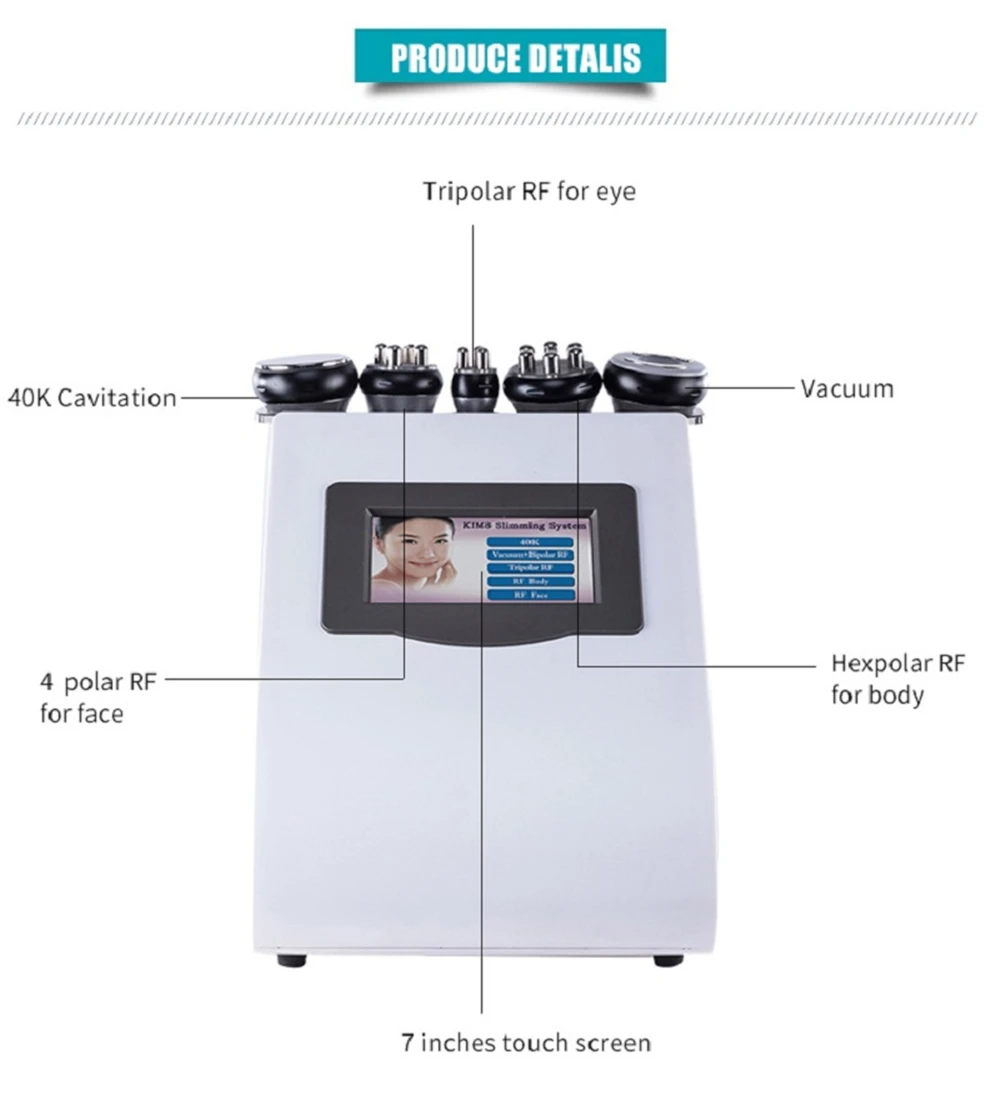 5в1 ультразвуковая липосакция 40 к кавитация вакуум многополярный биполярный радиочастотный лазер для похудения радио частота кожа тела дрель для маникюра
