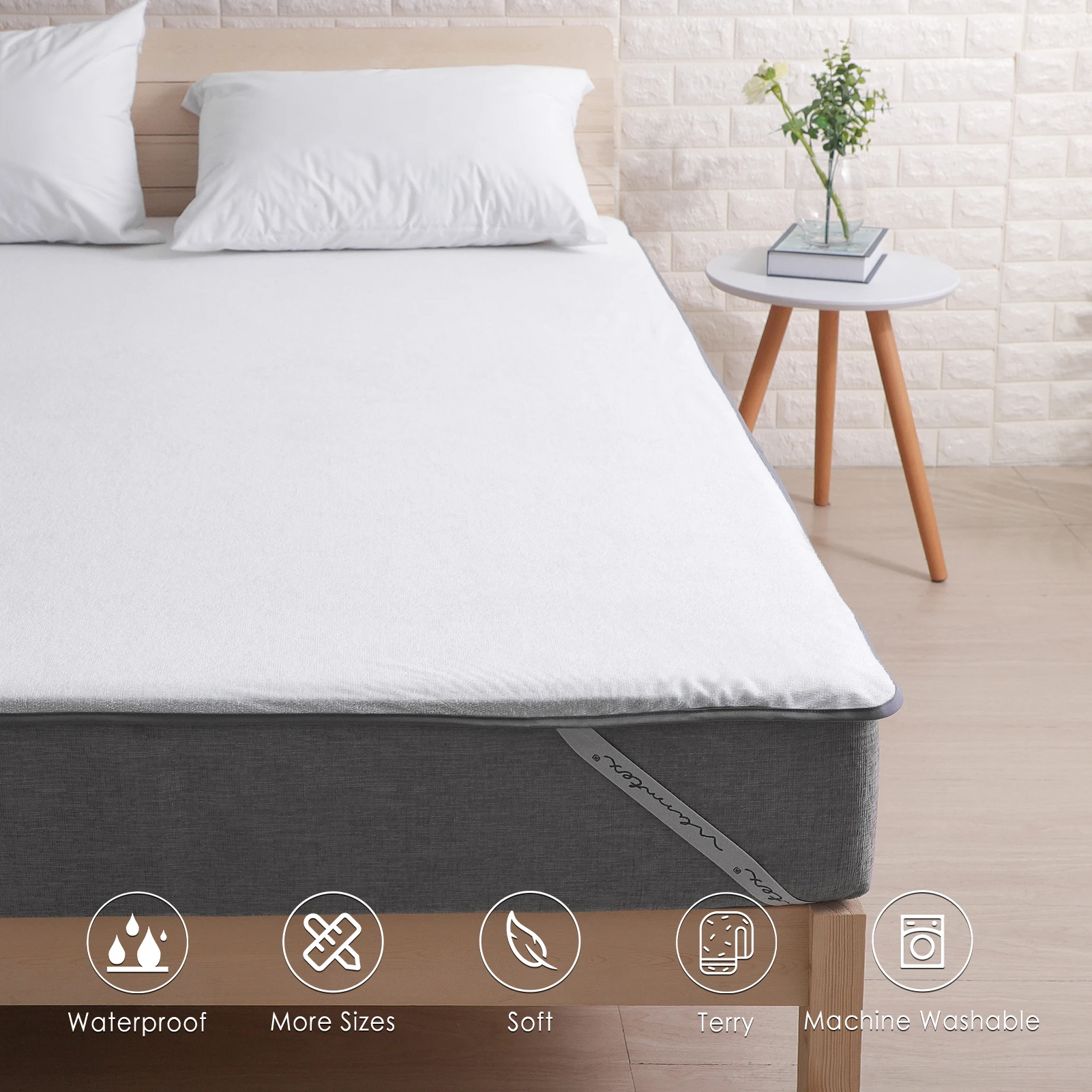 Mattress Protector Waterproof Terry Cover with Elastic Bands In the 4 Corners Breathable Bed cobertores de cama | Дом и сад