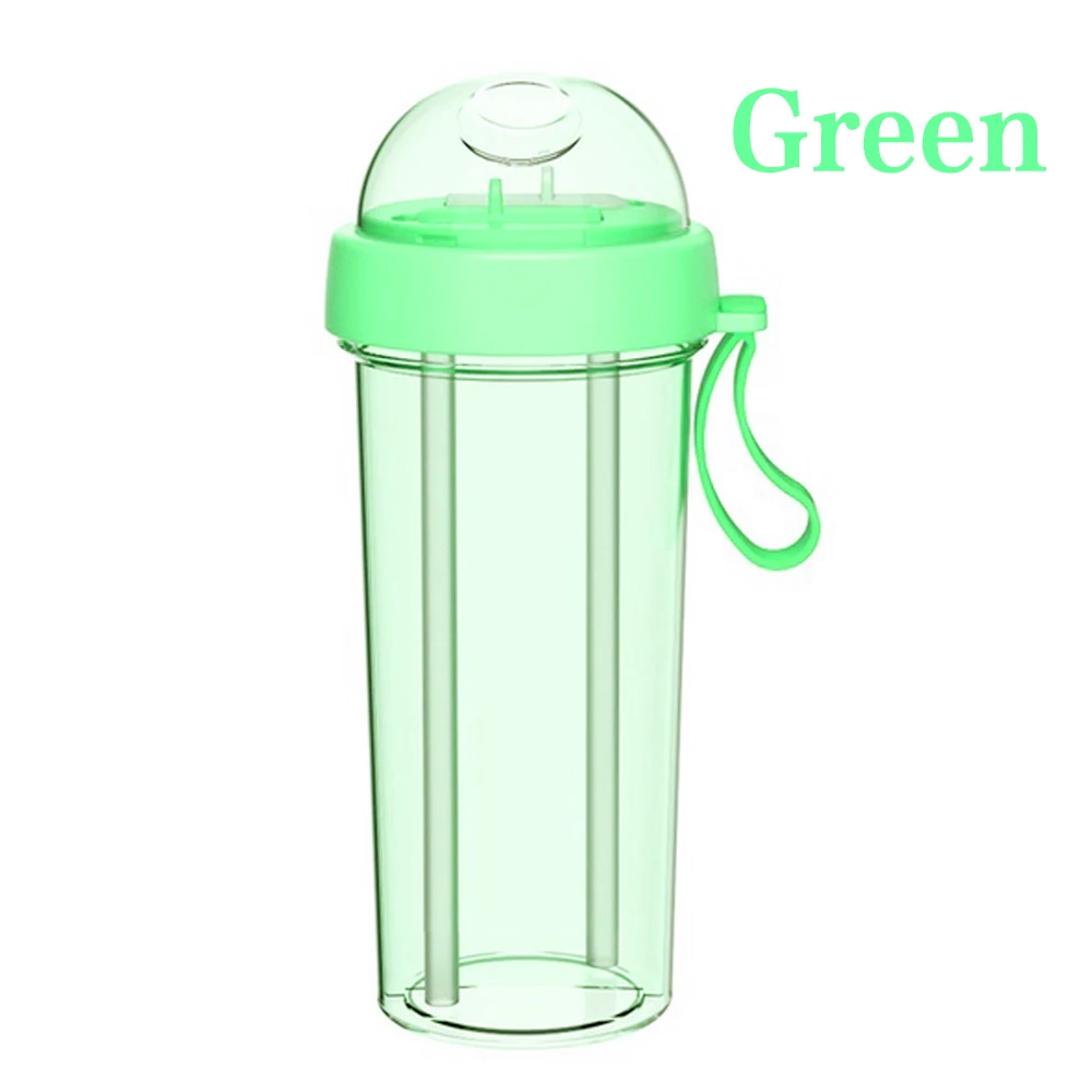 600ml Green Соломенная чашка, двойная чашка для напитков, чашка для воды, крепкая прочная силиконовая ручка, ПК+ ПП, двухцветная насадка для отдыха, для улицы, портативная - Цвет: 600ml Green