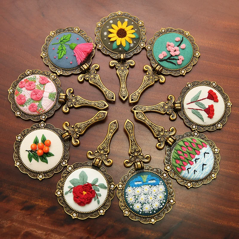 DIY Mirror Embroidery Kit Flower Makeup Handwork Needlework Cross Stitch Sewing Art Craft Handmade Unfinished Wholesale