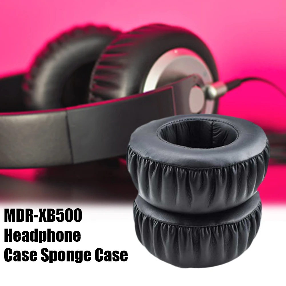 1pair Replacement Parts Ear Pads Cushion Protective Soft Round Cover Wired Headphones Noise Proof PU Leather For Sony MDR XB500