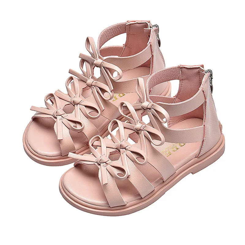 

New Fashion Summer Children's Princess Beach Sandals Casual Sweet Butterfly-knot Soft Zip Flats For Kids Girls Toddler Baby Shoe
