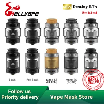 

Hot Sale Original Hellvape Destiny RTA 2ml/4ml with Single Coil Building Deck 24mm RTA 510 Thread Vape Tank vs Dead Rabbit RTA