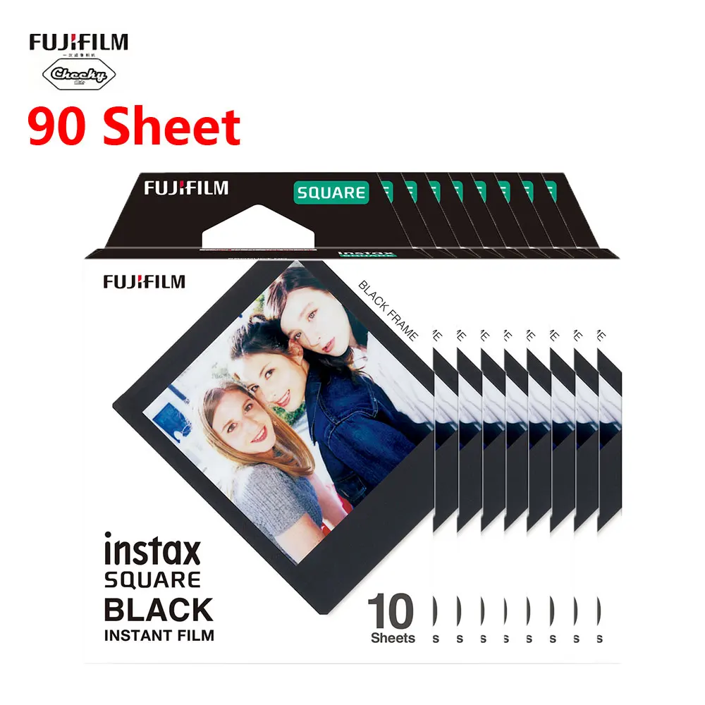 90 Sheets Пленка Fujifilm Instax Mini 10 20 40 60 100 лист мини черная мгновенная пленка для камеры Instax Mini квадратная SQ20 SQ10 SQ6 фотобумага - Цвет: 90 Sheets