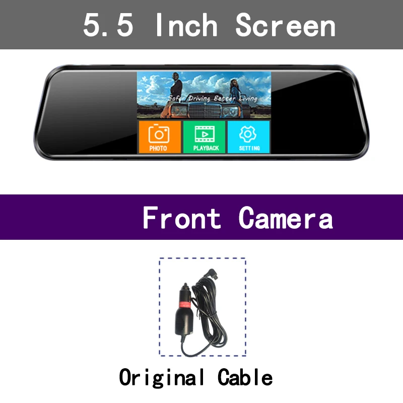 rear view mirror backup camera LS Car Dvr 5.5 Inch Touch Screen Video Recorder Auto Registrar Stream Mirror Support RearView Camera Night Vision Dash Cam car dvr DVR/Dash Cameras