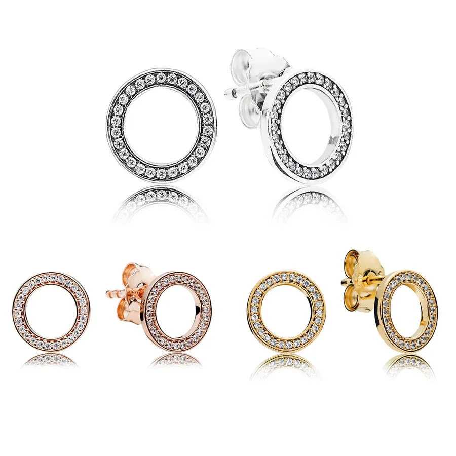 Хит, настоящее 925 пробы, серебряные, 3 цвета, зачарованные вечные серьги-гвоздики для женщин, модные роскошные серьги, хорошее ювелирное изделие, подарок