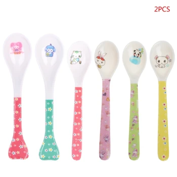 

2pcs Cartoon Baby Kids Feeding Spoon High Quality Melamine Baby Spoon Flatware