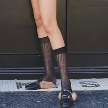 Модные английские буквы шелковые носки* женские короткие носки* шелковые носки* индивидуальность, прозрачный