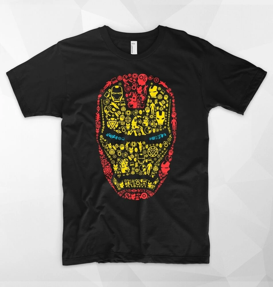 

Iron Man T Shirt Stark Industries Logo Mask Head Tony Stark Avengers