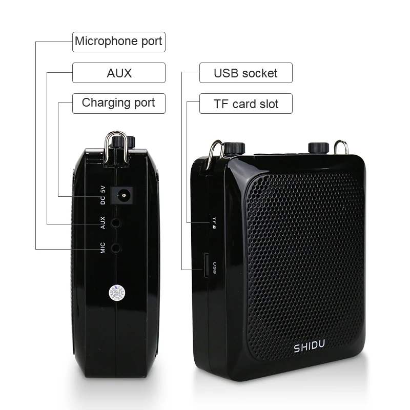 Shidu-amplificador de Voz Microfone sem Fio Aux para Professores Portátil Bluetooth Alto-falante Gravação S28 25w Uhf - Image 4