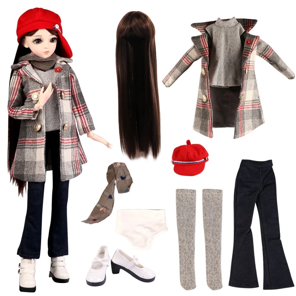 UCanaan 1/3 BJD Doll Accessories Outfits Fashion Clothes Set Wig Shoes For 60CM Dolls Girls DIY Dress UP Toys Accessories 5