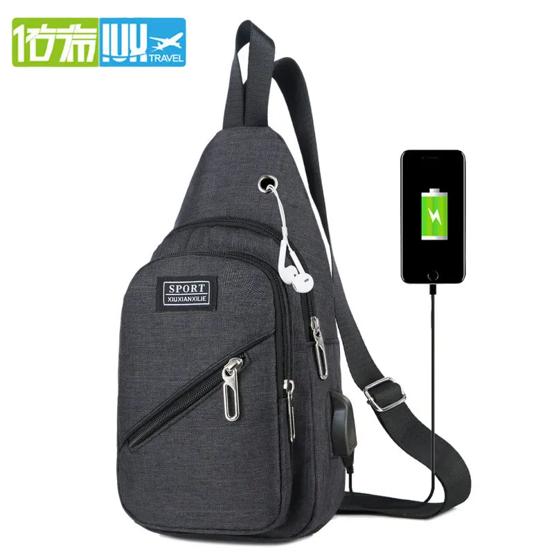 

IUX Men USB Charger Port Anti-theft Chest Pack Backpack Rucksack Shoulder Sling Bag Chest Bag
