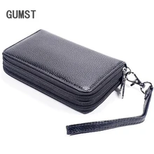 Мужская сумка из натуральной кожи, кошелек для монет, двойная молния, кошельки для ключей, Модные Женские ключницы, держатели для ключей